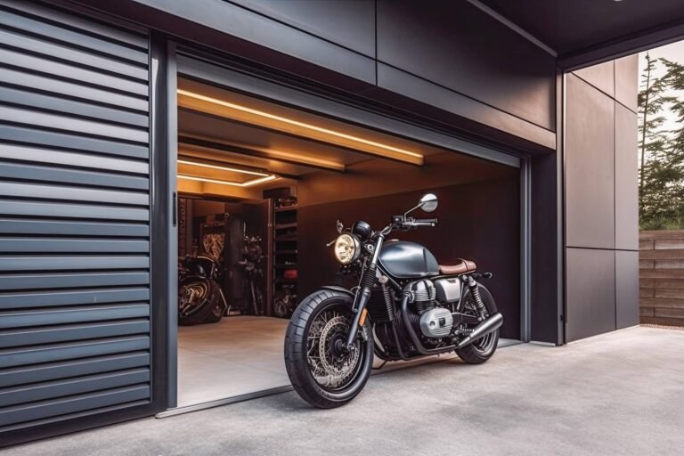 abri de jardin moderne avec moto a linterieur