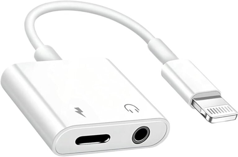 adaptateur lightning av sur fond blanc