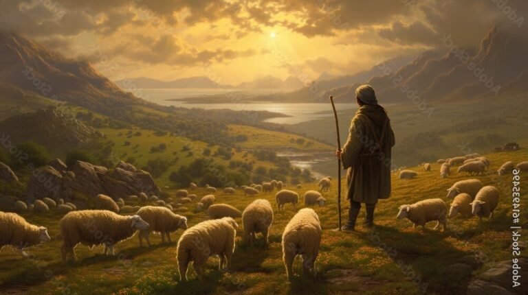 L'Éternel est mon berger : Que signifie ce verset biblique 11 berger guidant un troupeau dans la nature