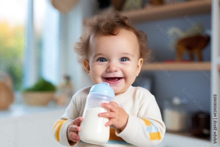 Quel âge doit avoir un enfant pour commencer à boire du lait de vache 21 biberon de lait avec un enfant heureux