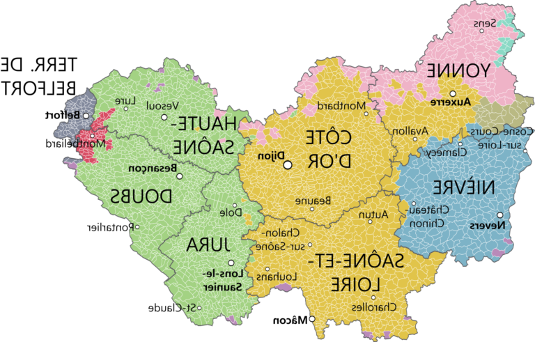 carte de la bourgogne franche comte coloree