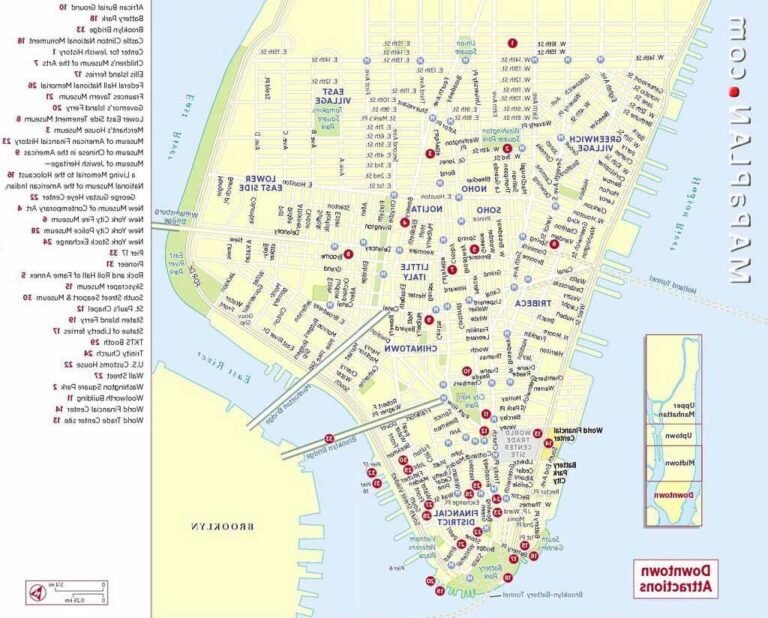 carte de new york avec points dinteret