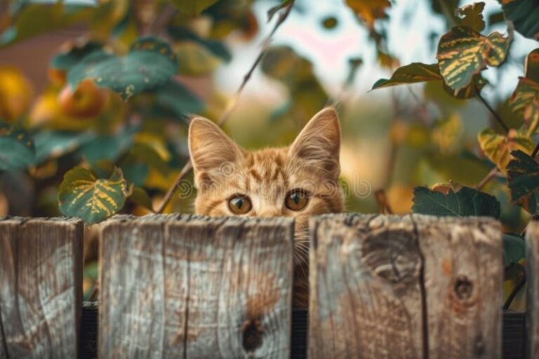 chat curieux derriere une cloture securisee
