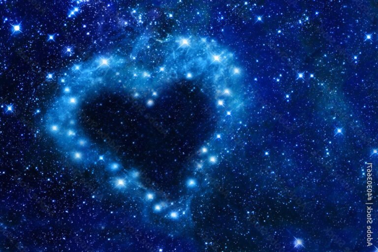 ciel etoile avec un coeur lumineux