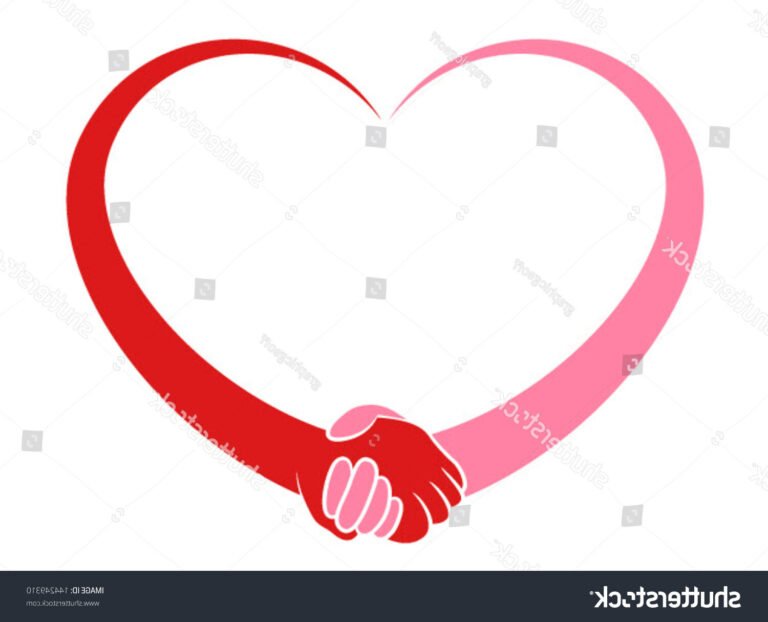coeur stylise avec des mains entrelacees