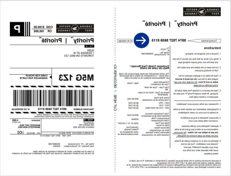 colis recommande avec etiquette de suivi