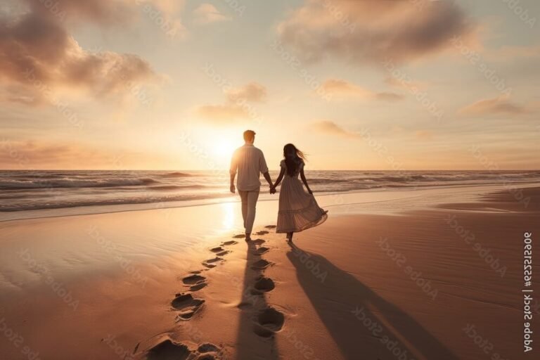 coucher de soleil romantique sur la plage