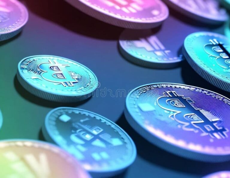 des pieces de monnaie numeriques colorees