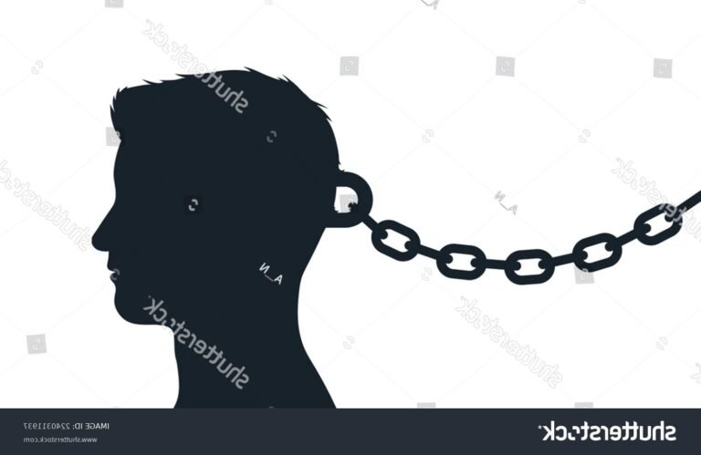 des silhouettes humaines liees par des chaines