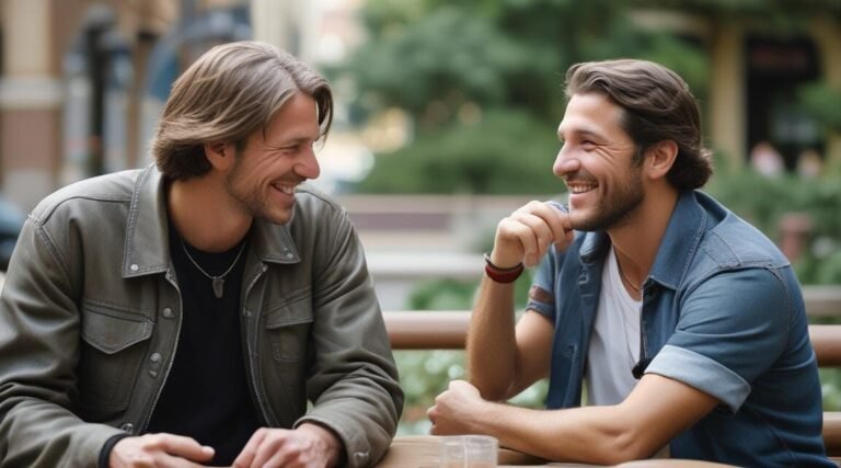 deux amis avec des regards complices