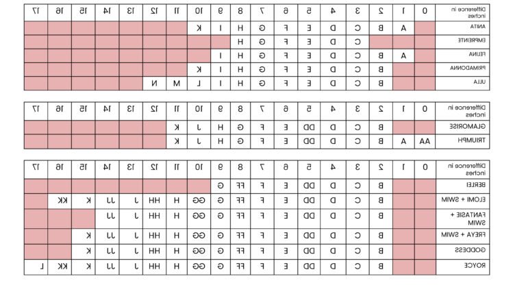 diagramme comparatif des tailles de soutien gorge