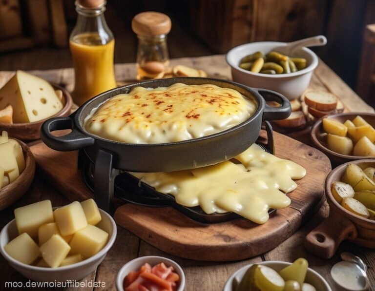 fromage a raclette fondant sur une table