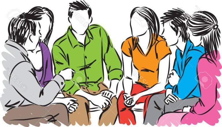 illustration de personnes discutant en groupe