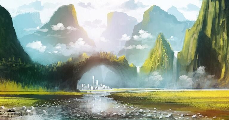 illustration dellana dans un paysage fantastique