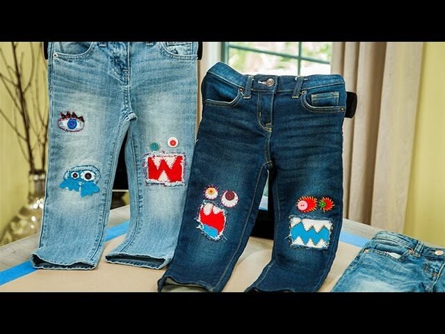 Comment réparer un jean troué au genou de manière simple et efficace 1 jean avec un patch colore au genou