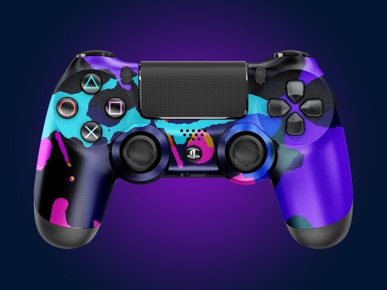 manette playstation avec jeux varies en arriere plan