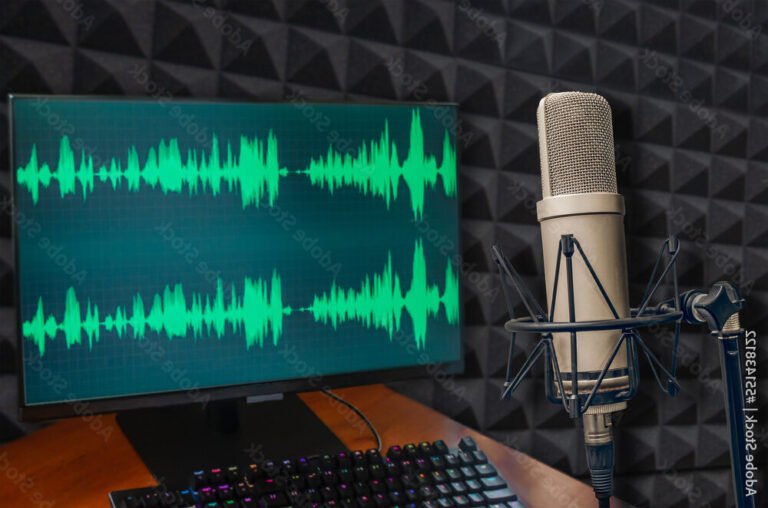 microphone avec ordinateur et onde sonore