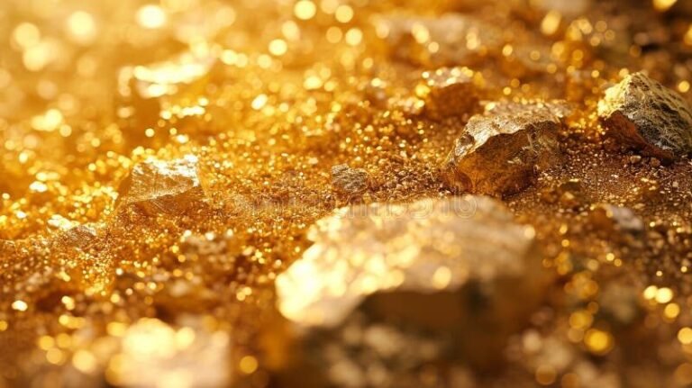 morceaux dor scintillants dans la nature