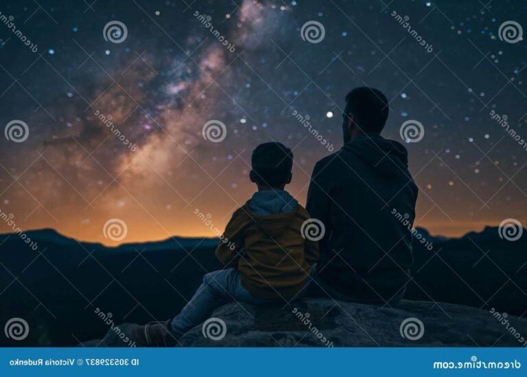 pere contemplant un ciel etoile