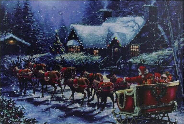 pere noel avec un traineau illumine festif