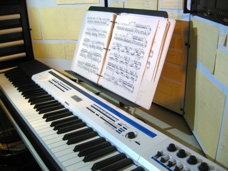 Comment jouer "Vois sur ton chemin" au piano avec une partition facile 31 piano avec partitions sur un pupitre