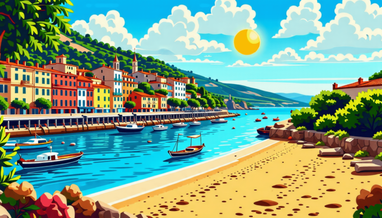 plage de sete avec maisons colorees