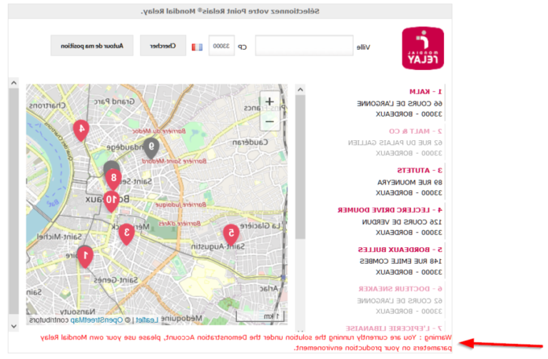 point relais mondial relay sur une carte