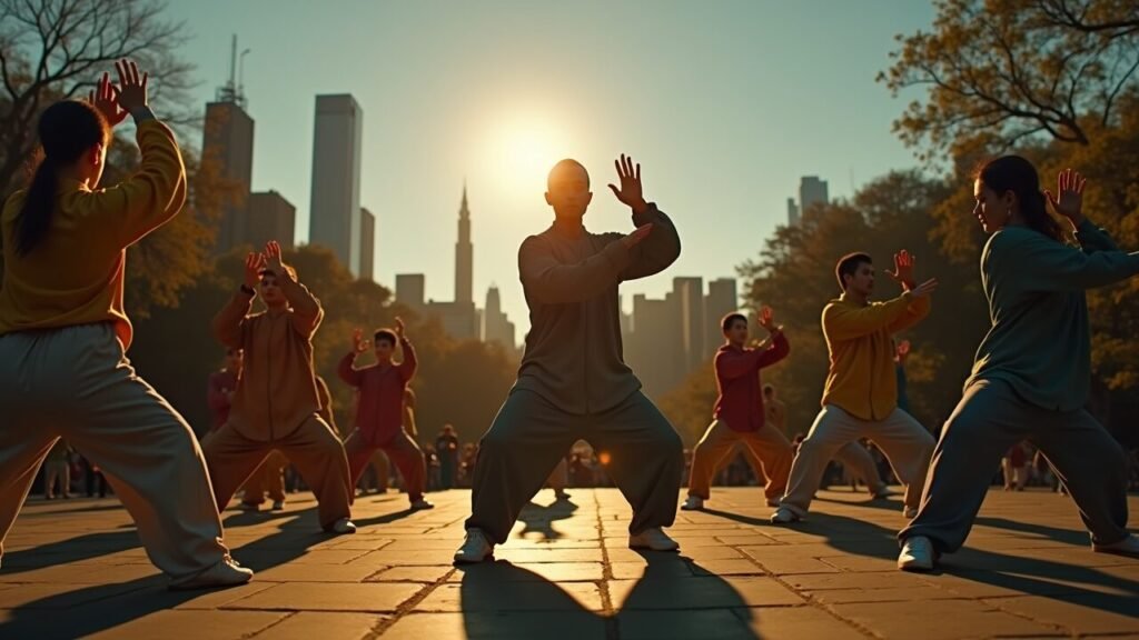 Qu'est-ce que le Tai Chi Chuan et quels sont ses bienfaits en arts martiaux 1 pratiquant de tai chi dans un parc