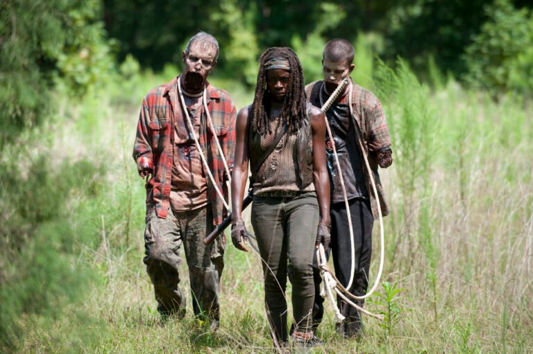 Qui sont Rick et Michonne dans l'univers de The Walking Dead 5 rick et michonne en action face aux zombies