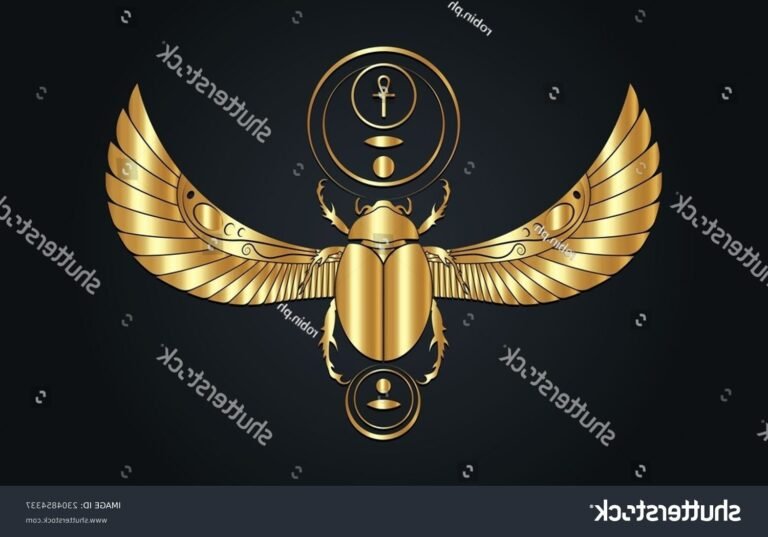 scarabee dor sur un fond egyptien
