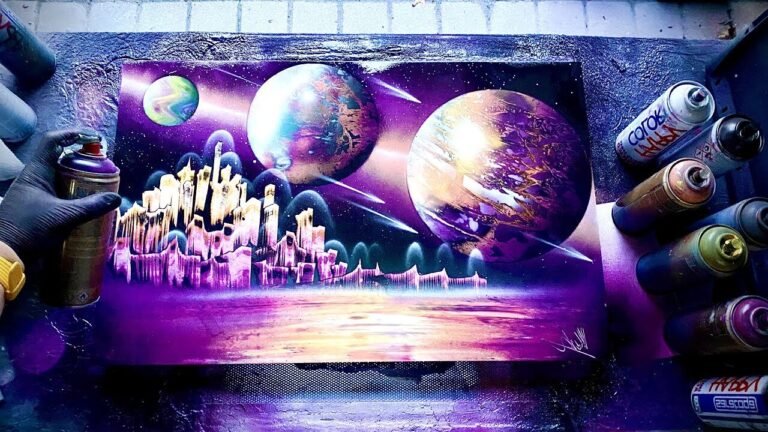 spray de peinture et oeuvres colorees