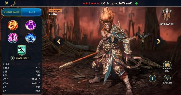 sun wukong en action dans raid shadow legends