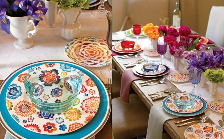 table dressee avec plats colores