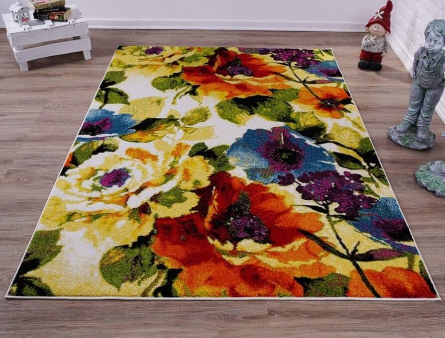 tapis champ de fleurs colore et vibrant