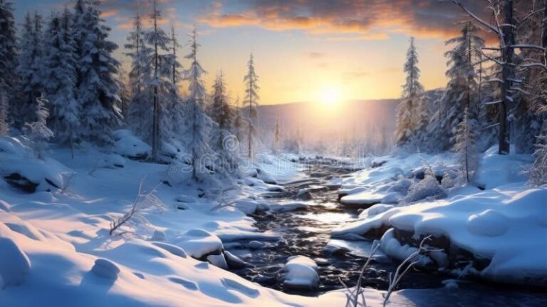 tempete de vent sur un paysage hivernal