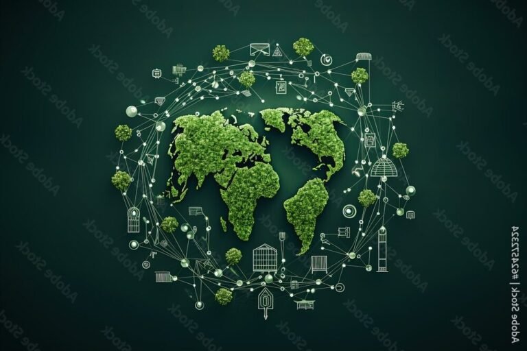 terre entouree de symboles ecologiques