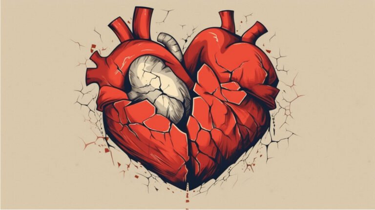 un coeur brise entoure de mains tendues