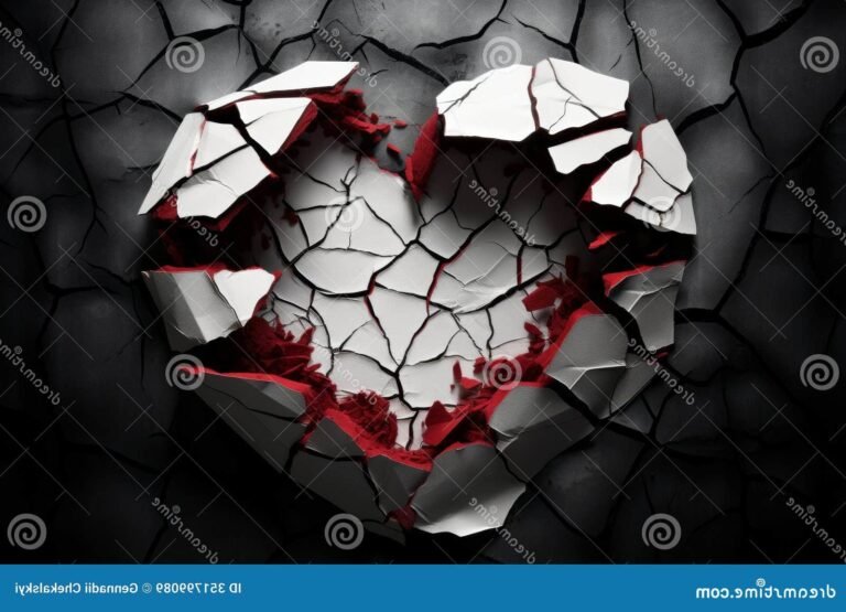 un coeur brise entre ombres et lumiere