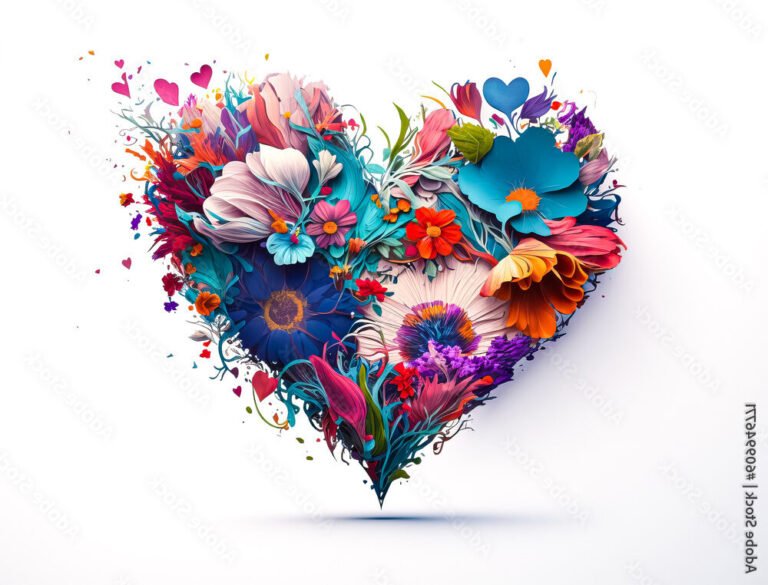 Comment rédiger une déclaration d'amour touchante pour elle 6 un coeur forme de fleurs colorees