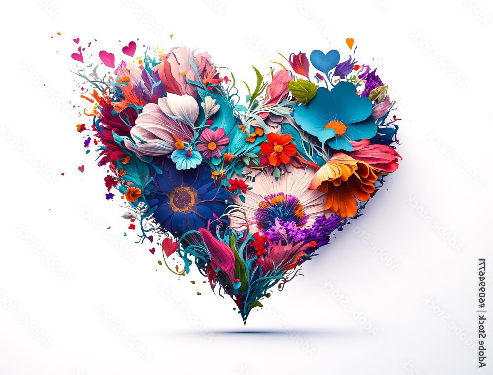 un coeur forme de fleurs colorees