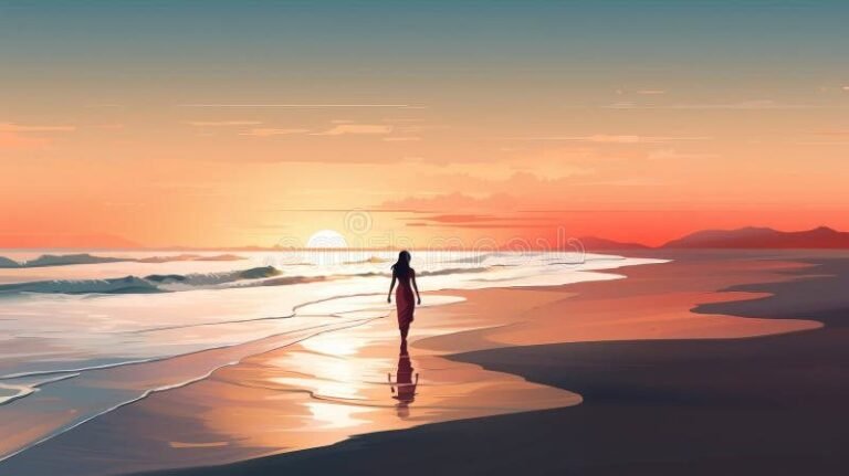 un coucher de soleil romantique et melancolique