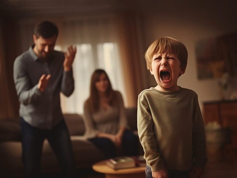 un enfant hesitant entre deux parents
