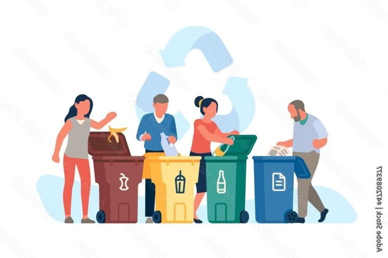 un groupe de personnes triant des dechets