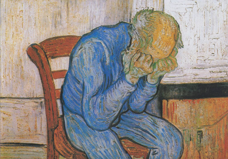 un homme pensif entoure doeuvres dart