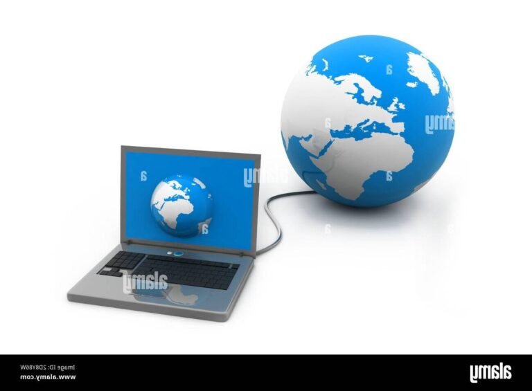 un ordinateur avec un globe terrestre connecte