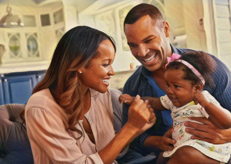 un parent avec un bebe heureux
