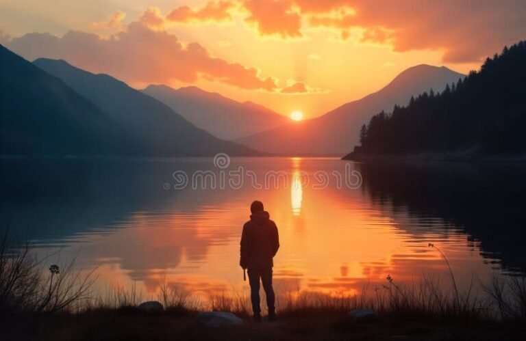 Que signifie l'expression "Tous les silences ne font pas le même bruit" 20 un paysage calme avec une silhouette reflechissante