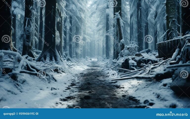 un paysage neigeux et mysterieux