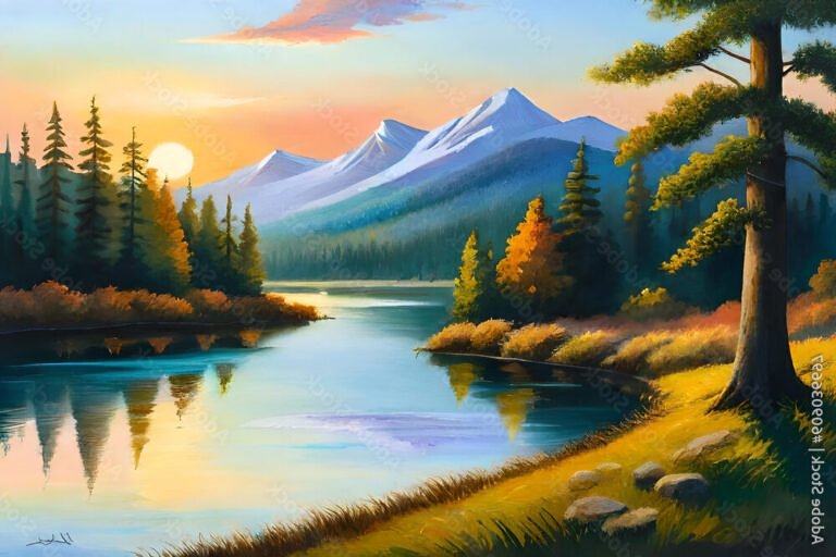 un paysage serein et apaisant au coucher du soleil