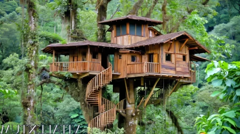 une cabane dans les arbres majestueuse